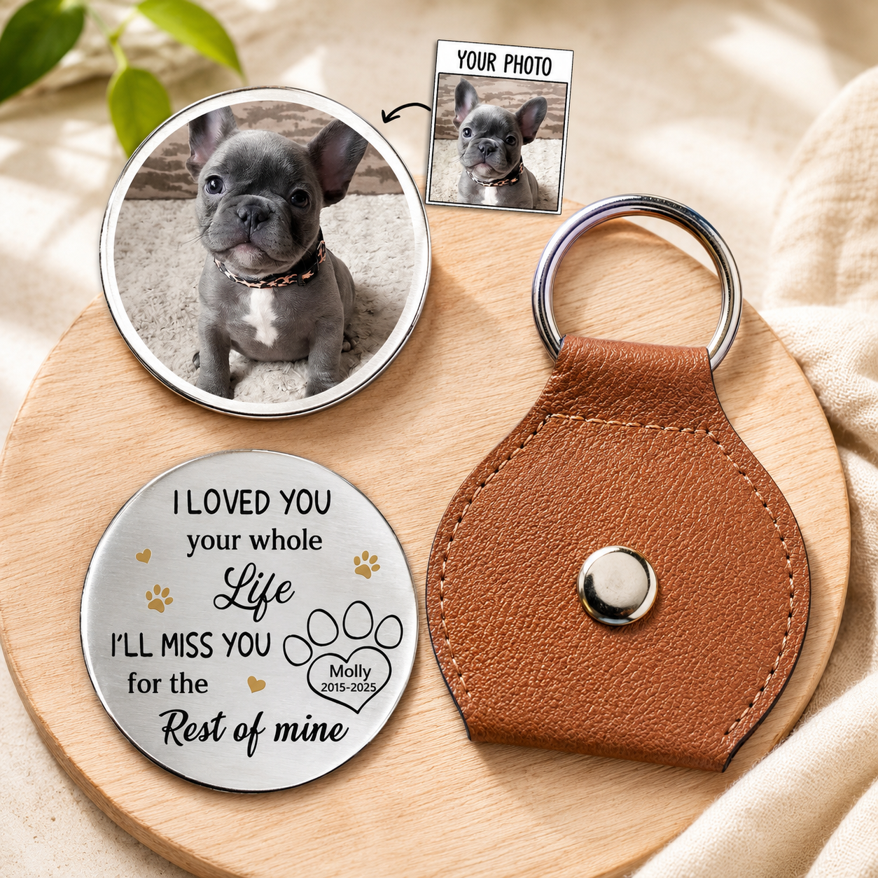 Ich liebte dich dein ganzes Leben lang Taschenumarmung – personalisierter Gedenkanhänger für Haustiere