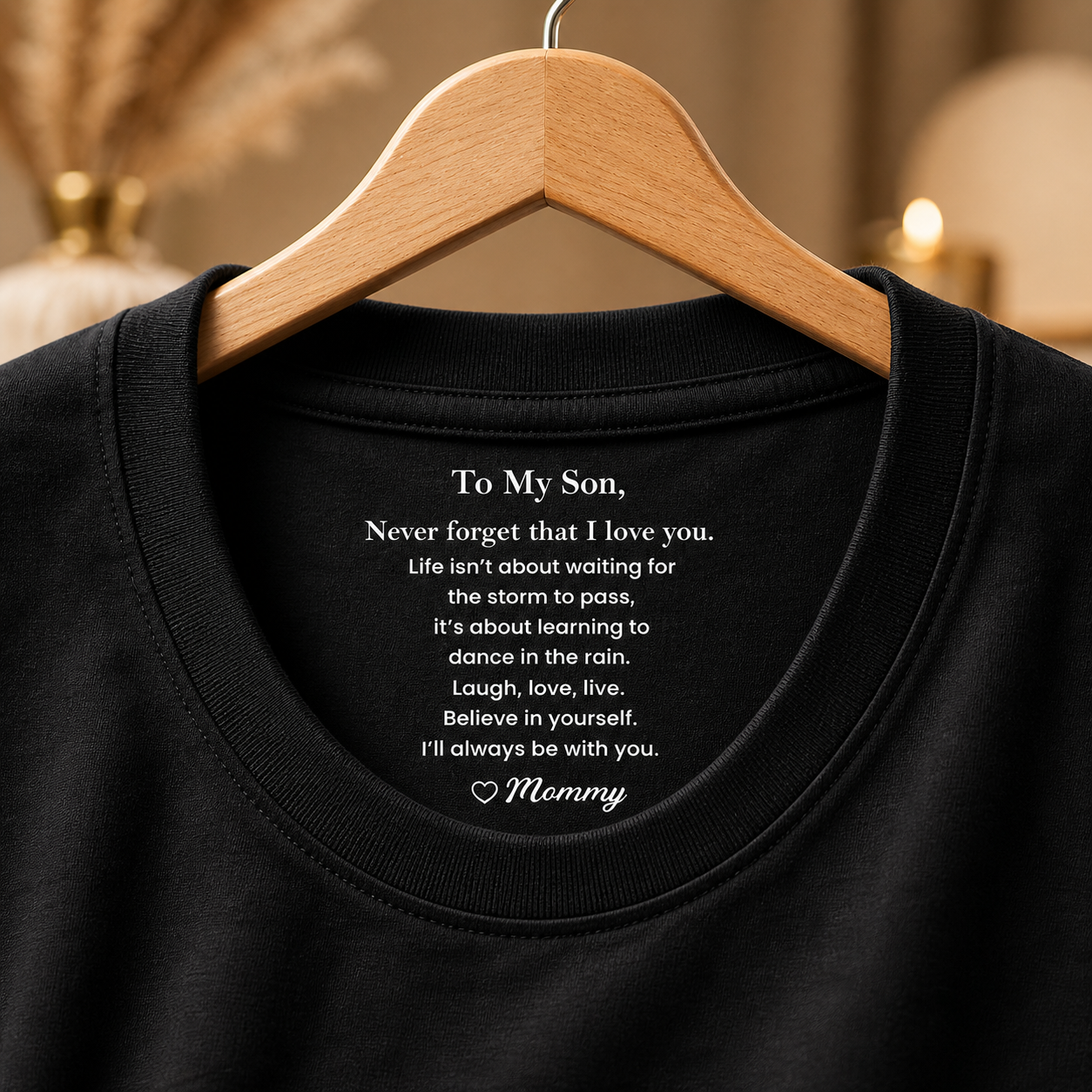 To My Son I Love You Hemd, personalisiertes Geschenk mit Nackeninnendruck