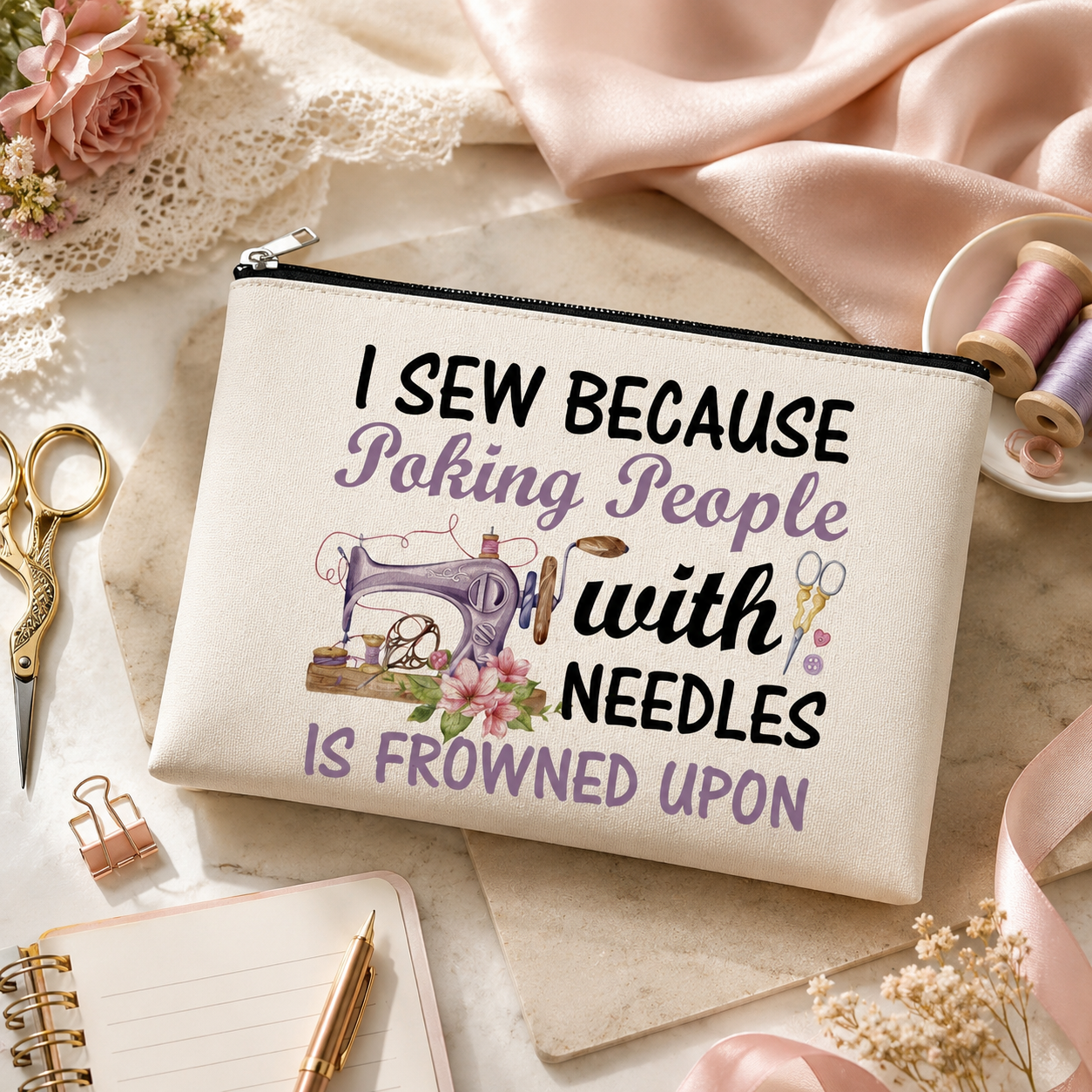 Lustige Schminktasche zum Nähen – Geschenk für Quilter und Nähliebhaber