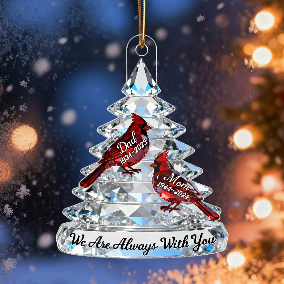 Memorial Tree Cardinals 2D Flat Printed - Personalized Acrylic Ornament - Remembrance Gift, Sympathy Gift For Whole Family, Extended Family