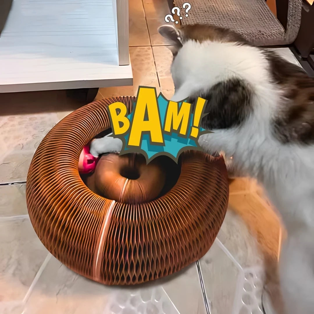 Magic Organ Cat Scratching Board, Cat Accordion Toy with Ball, Foldable Accordion Cats Toy, Interactive Scratch Pad Cats Toy with Toy Bell