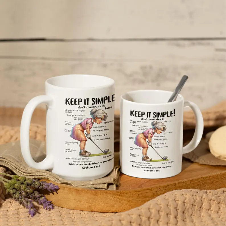 Funny Golf Mug for Women, Lady Golfer Ceramic Coffee Cup, Golf Mom Gift for Mom Grandma, Birthday Mother’s Day Christmas Gift