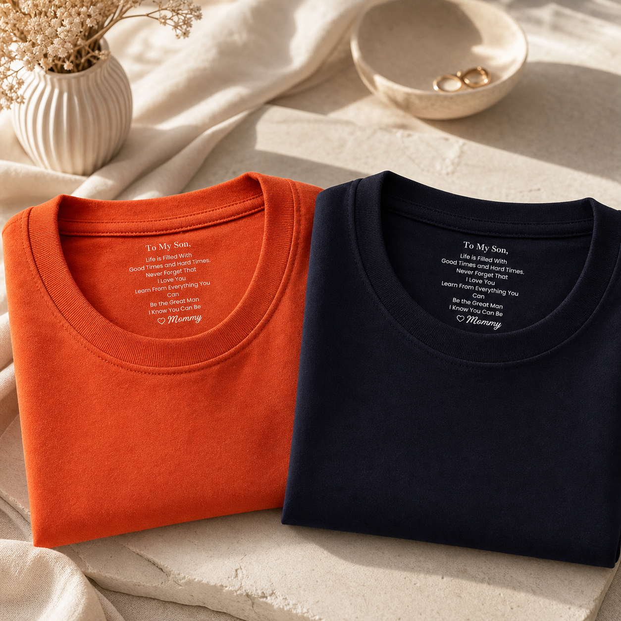 To My Son I Love You Hemd, personalisiertes Geschenk mit Nackeninnendruck
