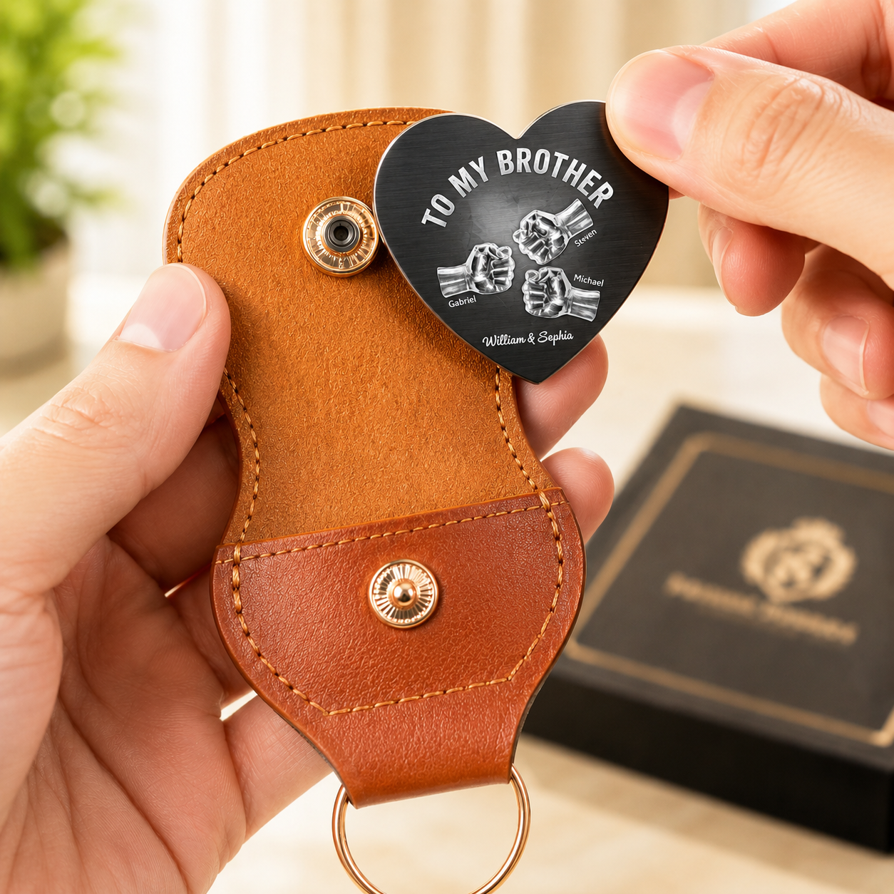 Einmal ein Bruder, immer ein Bruder, egal die Entfernung – Personalisierter Leder-Taschenumarmung