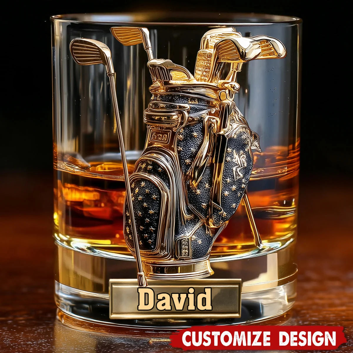 Personalized Golf Whiskey Glass, Look For Balls Funny Golfer Glass with Custom Name, Gift for Dad Husband Grandpa Golf Lover