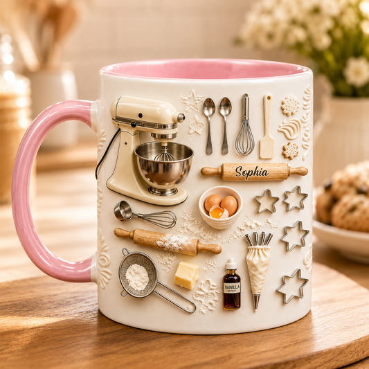 Love Baking Personalized Mug – Custom Name Gift for Bakers