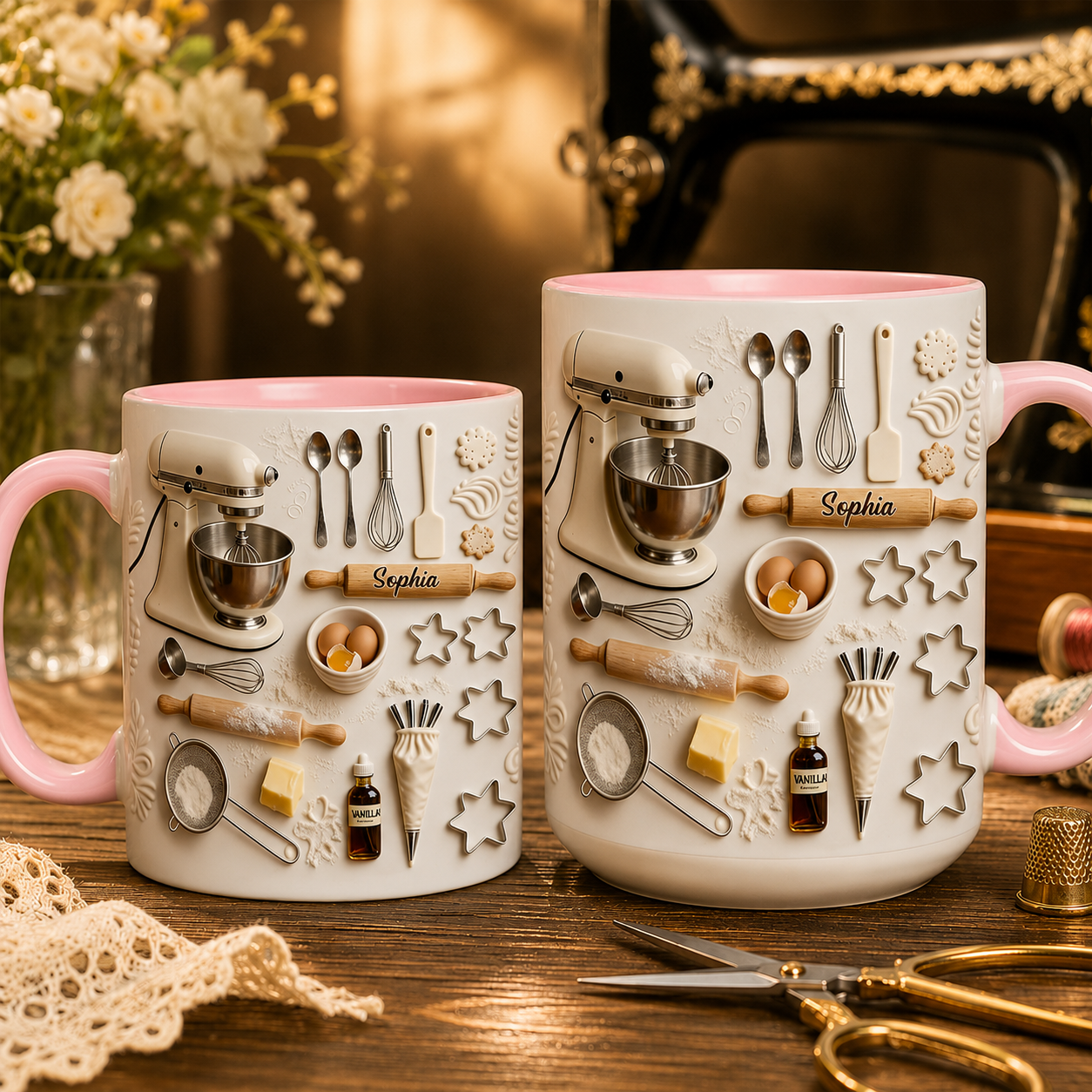 Liebe Backen Personalisierte Tasse – Individuelles Namensgeschenk für Bäcker