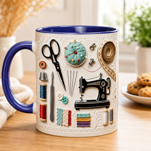 Love Sewing Personalized Accent Mug – Custom Name Gift for Sewing Lovers