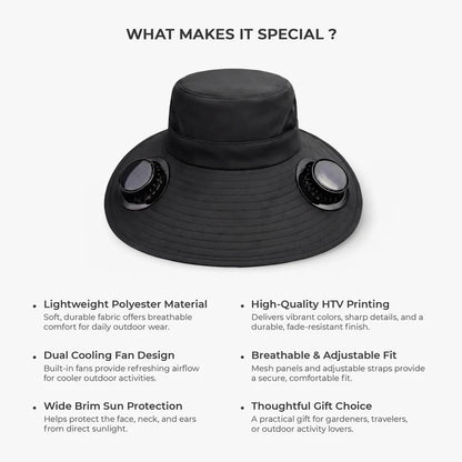 The Gardenfather Solar Fan Hat - Personalized Gifts for Gardeners