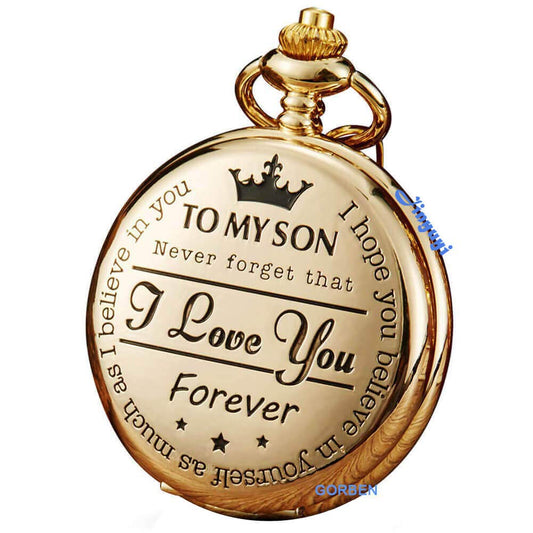 Engraved Pocket Watch to Son I Love You Gifts from a Mom Dad Birthday Christmas Gift Fob Watches Chains