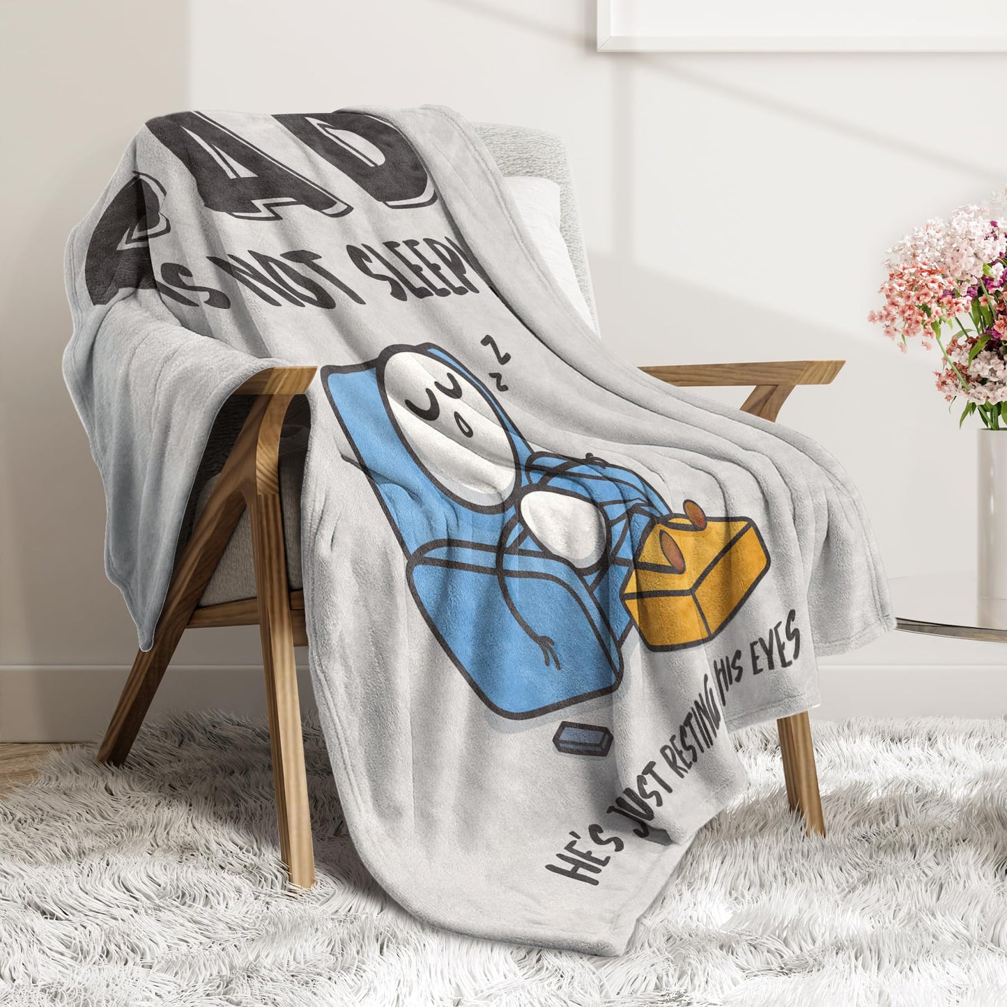 Regalo divertido de cumpleaños y Día del Padre para papá o esposo, manta "Papá no está durmiendo", regalos para papá de parte de hija o hijo