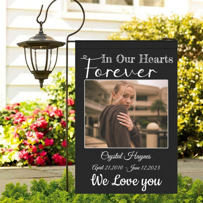 Custom Memorial Flag-Personalized Garden Flags Banners in Loving Memory with Photo Name Date for Outdoor Yard Home Cemetery Decorations