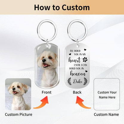 Personalisierter Hunde-Erinnerungsschlüsselanhänger mit Farbbild & Epoxidharzschutz – Tier-Trauergeschenke bei Verlust von Hunden/Katzen