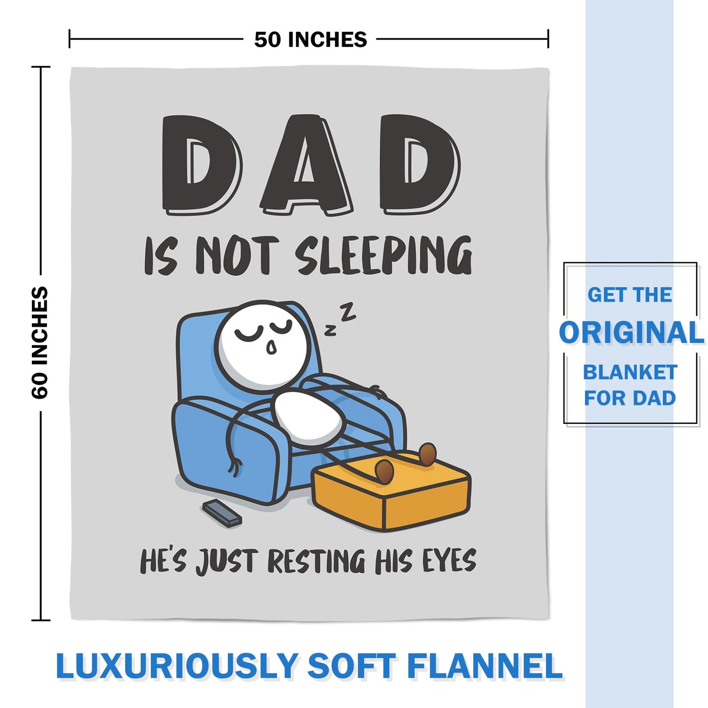 Regalo divertido de cumpleaños y Día del Padre para papá o esposo, manta "Papá no está durmiendo", regalos para papá de parte de hija o hijo