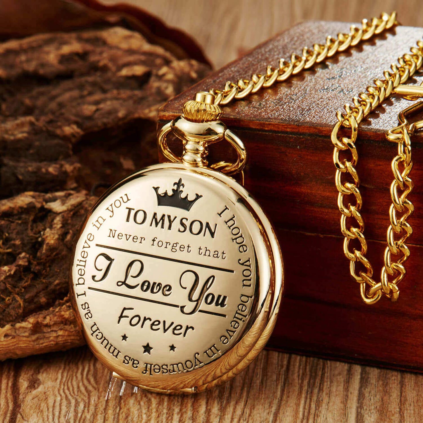 Engraved Pocket Watch to Son I Love You Gifts from a Mom Dad Birthday Christmas Gift Fob Watches Chains