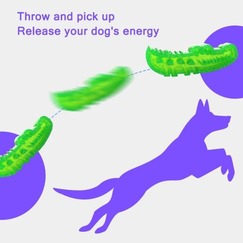 Slow-Feed Chew & Fetch Crocodile Dog Toy, Dogs Slow Feeder Puzzle, Dispensing Dog Toys Promotes Slow Eating, Reduces Stress