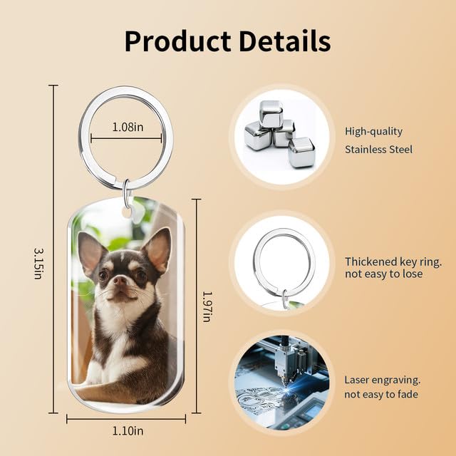 Personalisierter Hunde-Erinnerungsschlüsselanhänger mit Farbbild & Epoxidharzschutz – Tier-Trauergeschenke bei Verlust von Hunden/Katzen