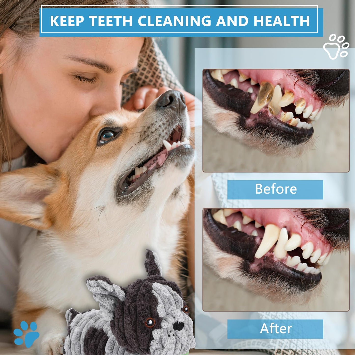 UltraChew 2.0 - Designed for Strong Chewers Dog Toys Plush Interactive Dog Toy with Crinkle Paper and Squeaker