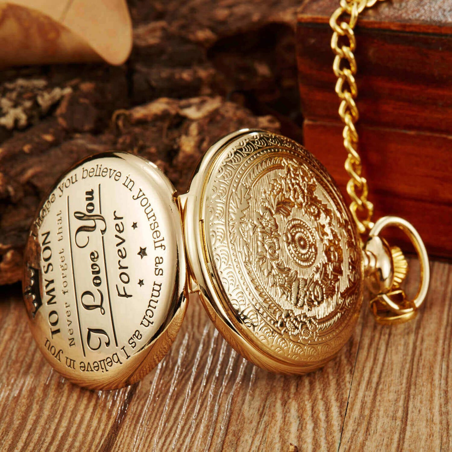 Engraved Pocket Watch to Son I Love You Gifts from a Mom Dad Birthday Christmas Gift Fob Watches Chains