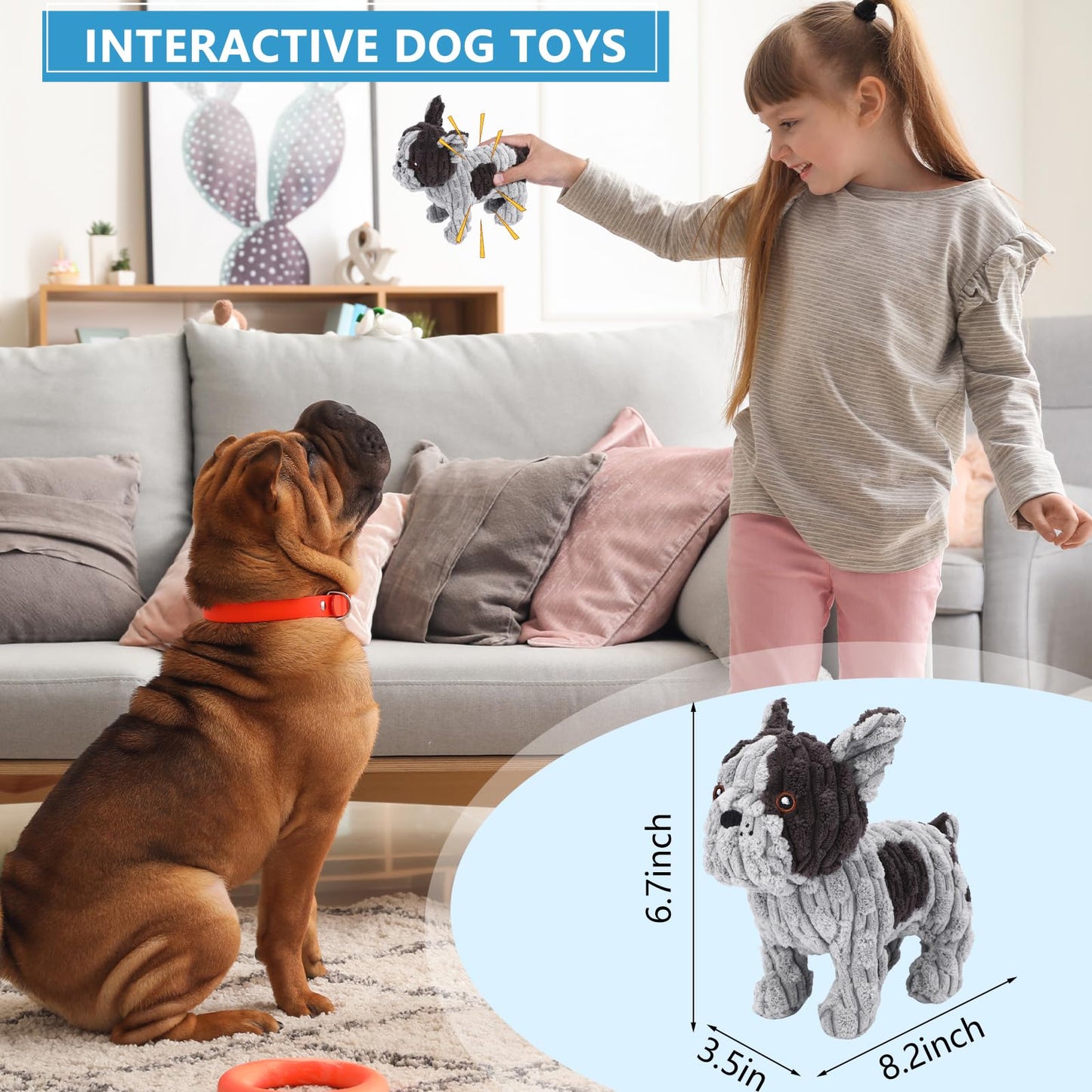UltraChew 2.0 - Designed for Strong Chewers Dog Toys Plush Interactive Dog Toy with Crinkle Paper and Squeaker