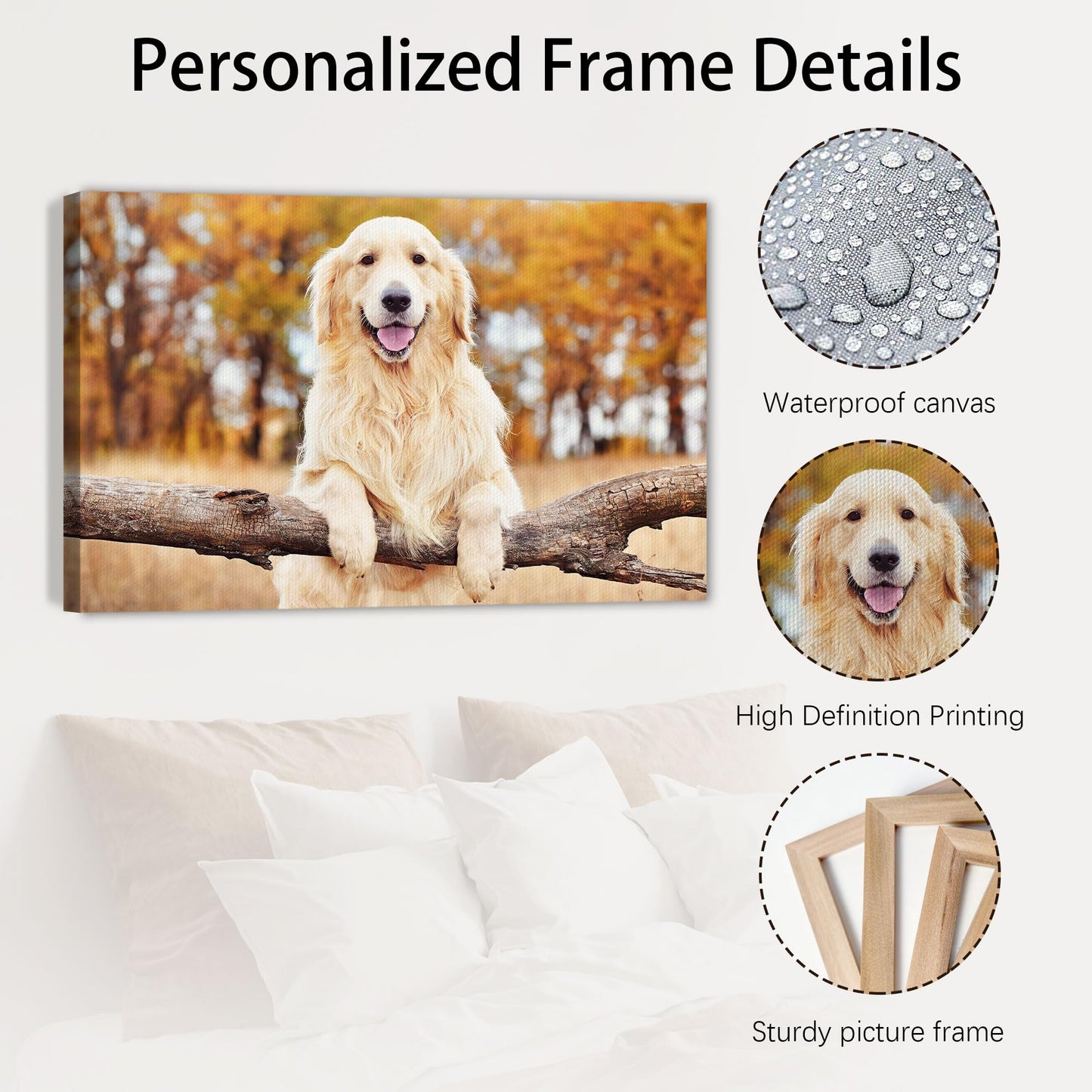 Custom Canvas Prints with Your Photos Personalized Photo Canvas Print Wall Art Customized Canvas Picture Frame Gifts for Pet