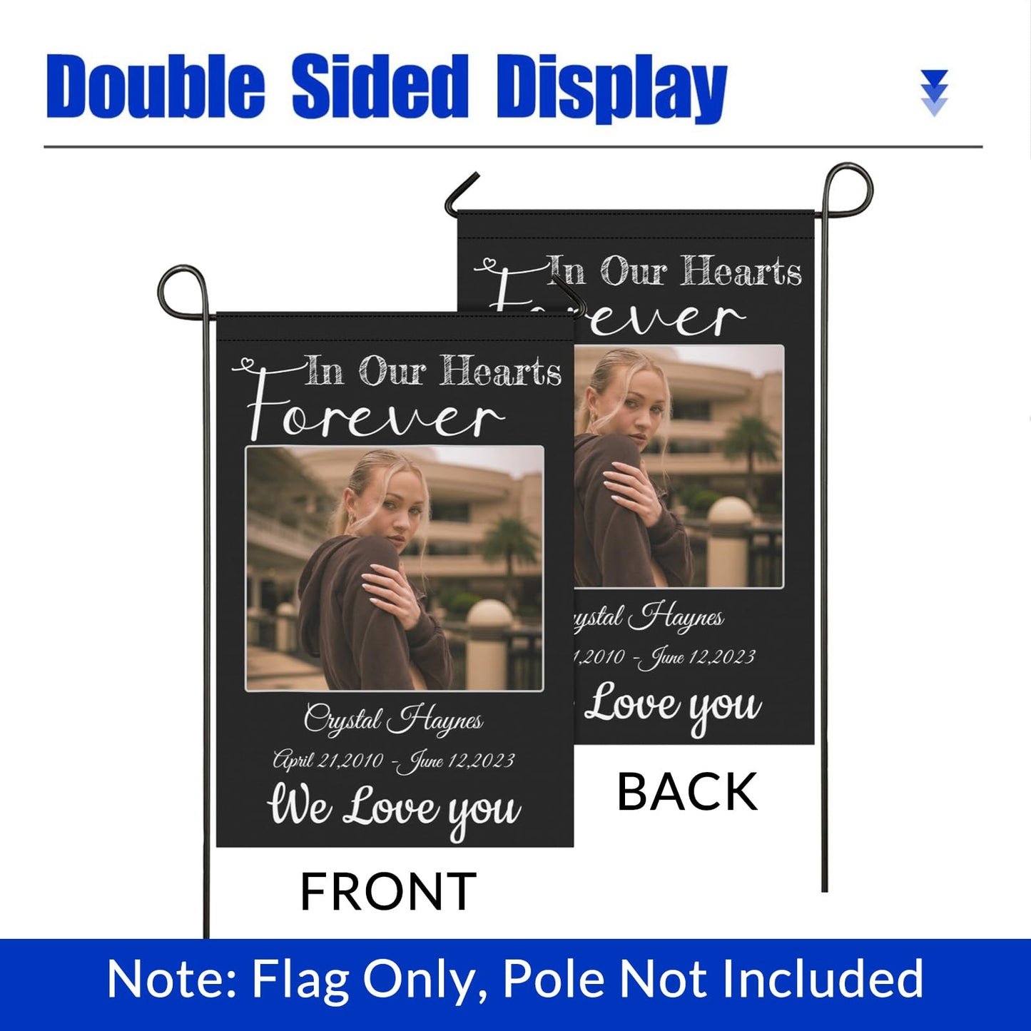 Custom Memorial Flag-Personalized Garden Flags Banners in Loving Memory with Photo Name Date for Outdoor Yard Home Cemetery Decorations
