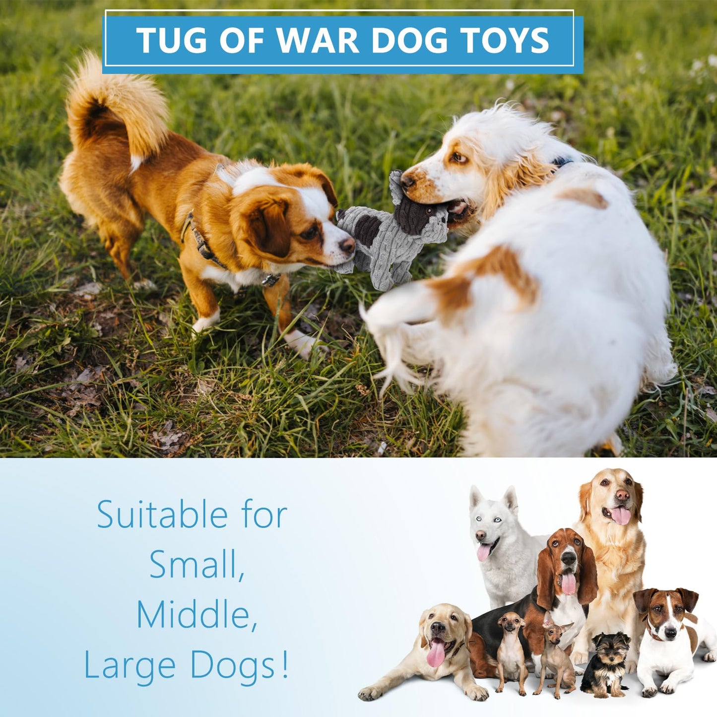 UltraChew 2.0 - Designed for Strong Chewers Dog Toys Plush Interactive Dog Toy with Crinkle Paper and Squeaker