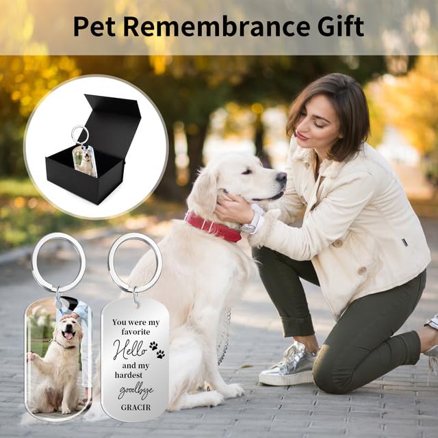 Personalisierter Hunde-Erinnerungsschlüsselanhänger mit Farbbild & Epoxidharzschutz – Tier-Trauergeschenke bei Verlust von Hunden/Katzen