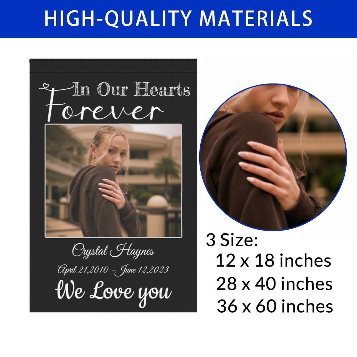 Custom Memorial Flag-Personalized Garden Flags Banners in Loving Memory with Photo Name Date for Outdoor Yard Home Cemetery Decorations