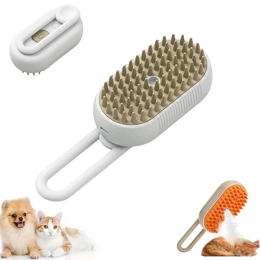 3-in-1 Pet Steam Brush for Dogs & Cats - Hair Removal Comb with Spray & Grooming Steam - Works on All Coat Types