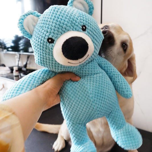 Snuggle Bear Dog Toy – Soft Squeaky Plush with Chew Guard Technology for Tough Chewers & Playtime Fun