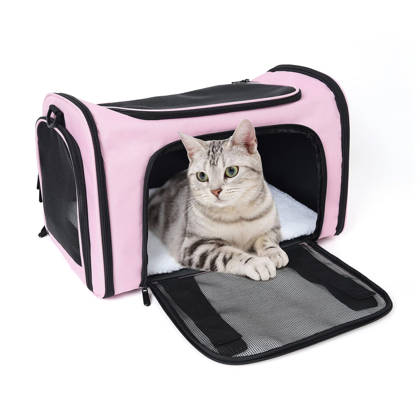 Outdoor Travel Pet Carrier, Kitty Puppy Cat Carriers, Collapsible Dog Carrier for Small Medium Dogs, Cat Crates w Breathable Mesh with Soft-Sided