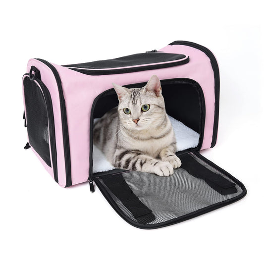 Outdoor Travel Pet Carrier, Kitty Puppy Cat Carriers, Collapsible Dog Carrier for Small Medium Dogs, Cat Crates w Breathable Mesh with Soft-Sided