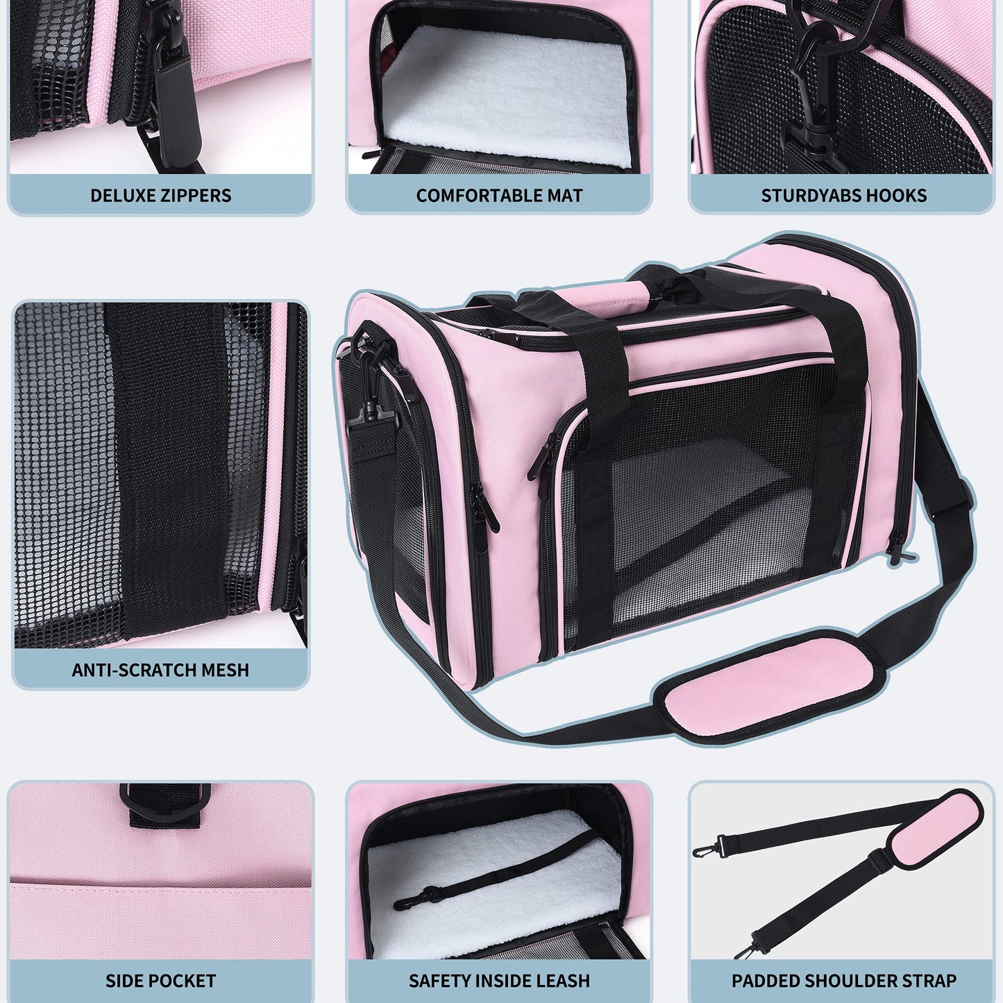 Outdoor Travel Pet Carrier, Kitty Puppy Cat Carriers, Collapsible Dog Carrier for Small Medium Dogs, Cat Crates w Breathable Mesh with Soft-Sided
