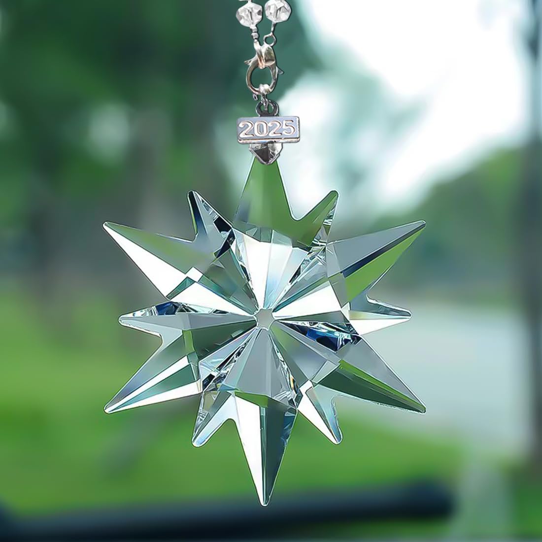 2025 Annual Christmas Ornaments Crystal Snowflake Star, Sparkly Crystal Ornament for Christmas Tree, Beautiful Ornaments for Women Girls