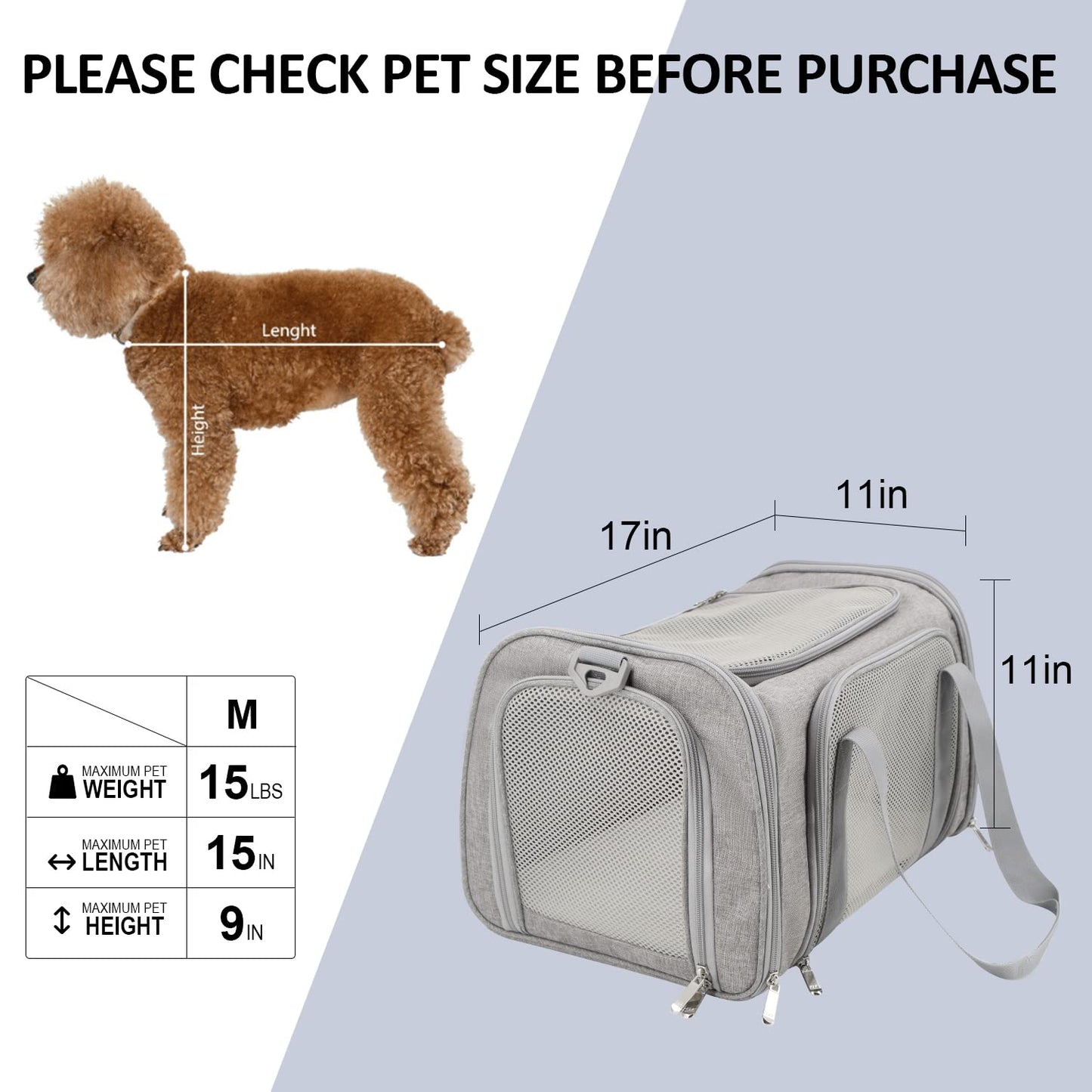Bolsa de transporte para mascotas Petskd aprobada por aerolíneas