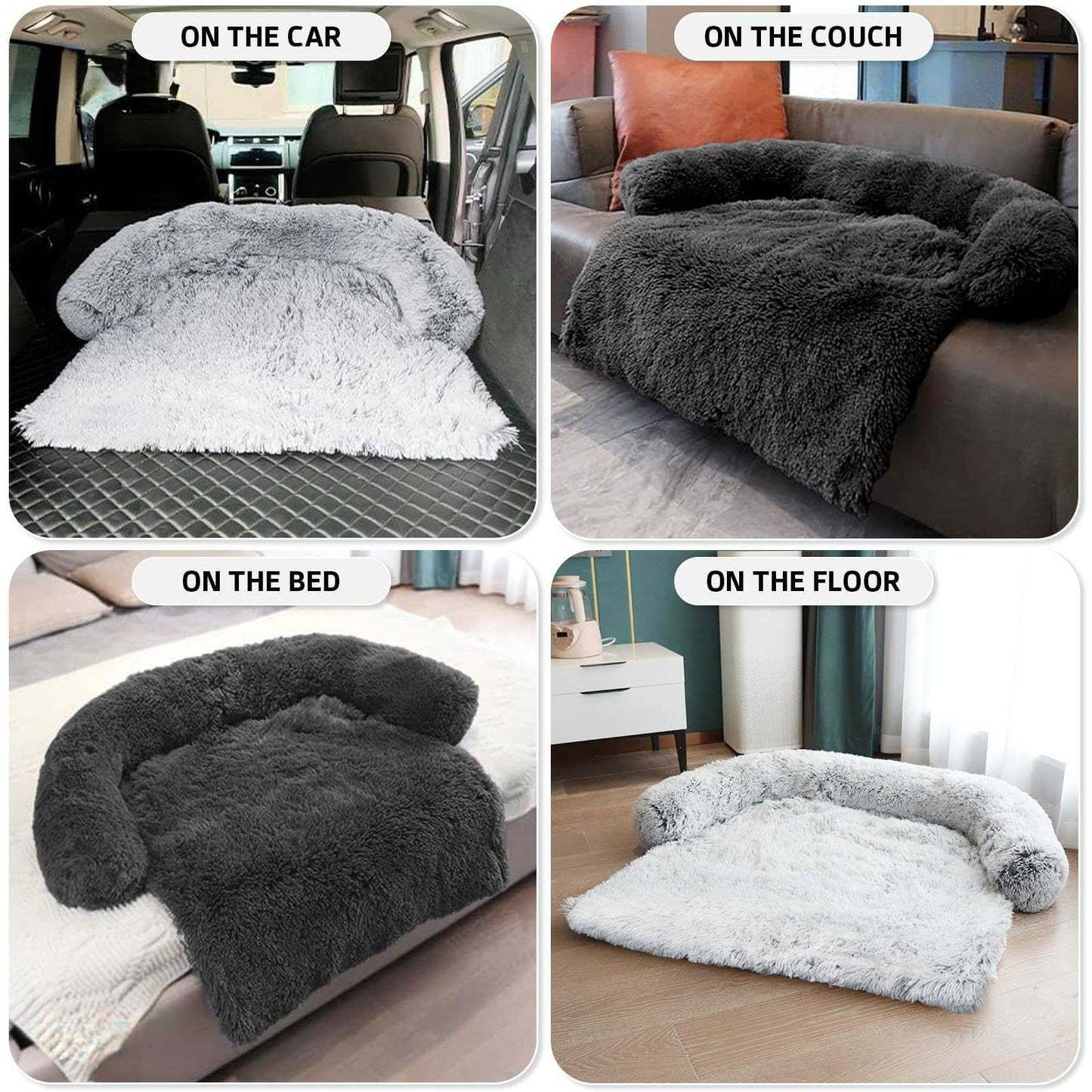 Luxurious Removable Dog Couch Cover, Washable Memory Foam Sofa Protector & Pet Bed