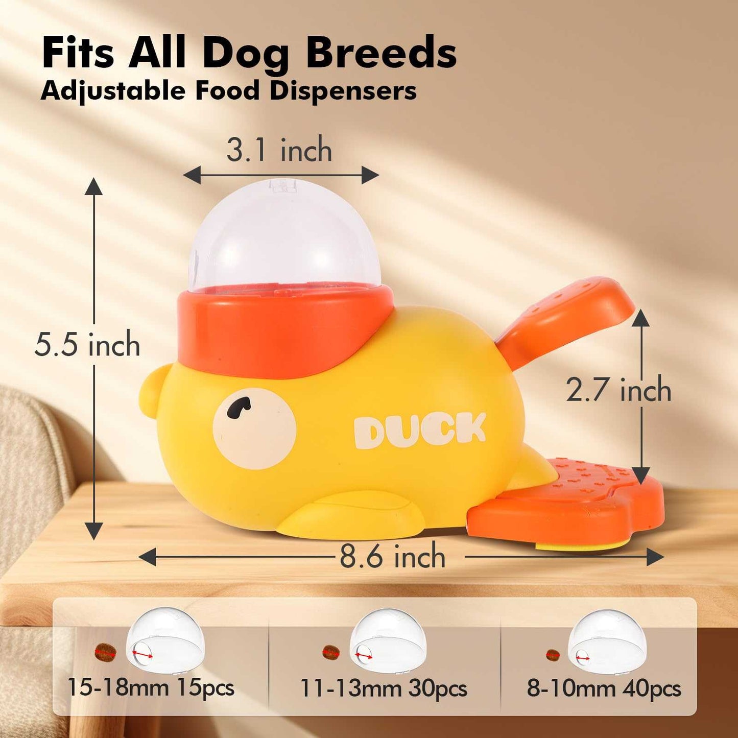 Dog Interactive Treat Dispenser Toy, 2-in-1 Duck Design for Small Pets, Slow Feeder & IQ Training, Durable for Cats & Dogs