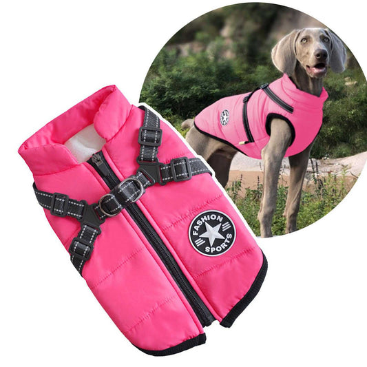 2 in 1 Dog Clothes for Large Dogs, Winter Warm Dog Coat Jacket Vest, Pet Coat Harness for Large Dog