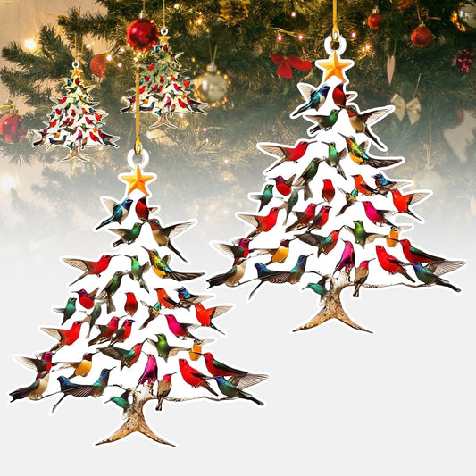 2025 New Stacked Hummingbird Ornament for Christmas, Upgrade Winter Colorful Stack Hummingbirds Home Decor Ornaments
