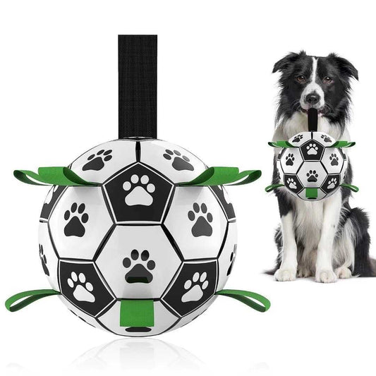 Premium Dog Toys Balls, Dog Soccer Ball with Straps, Herding Ball, Durable Balls for Small Medium Pet, Puppy Outdoor Toy, World Cup Soccer
