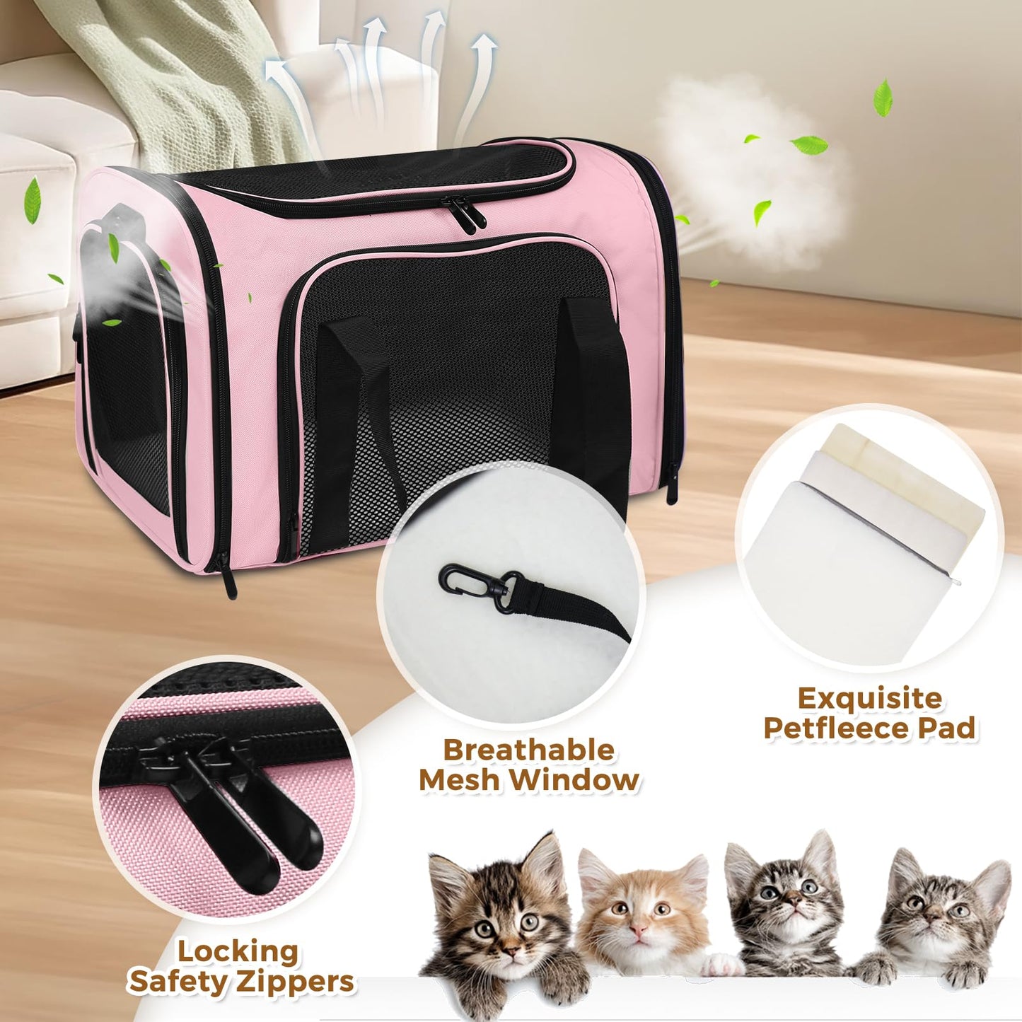 Airline Approved Pet Carrier Large – Soft Sided Cat Dog Travel Bag for Small Pets, Portable Collapsible Under-Seat with Full Mesh & Shoulder Strap