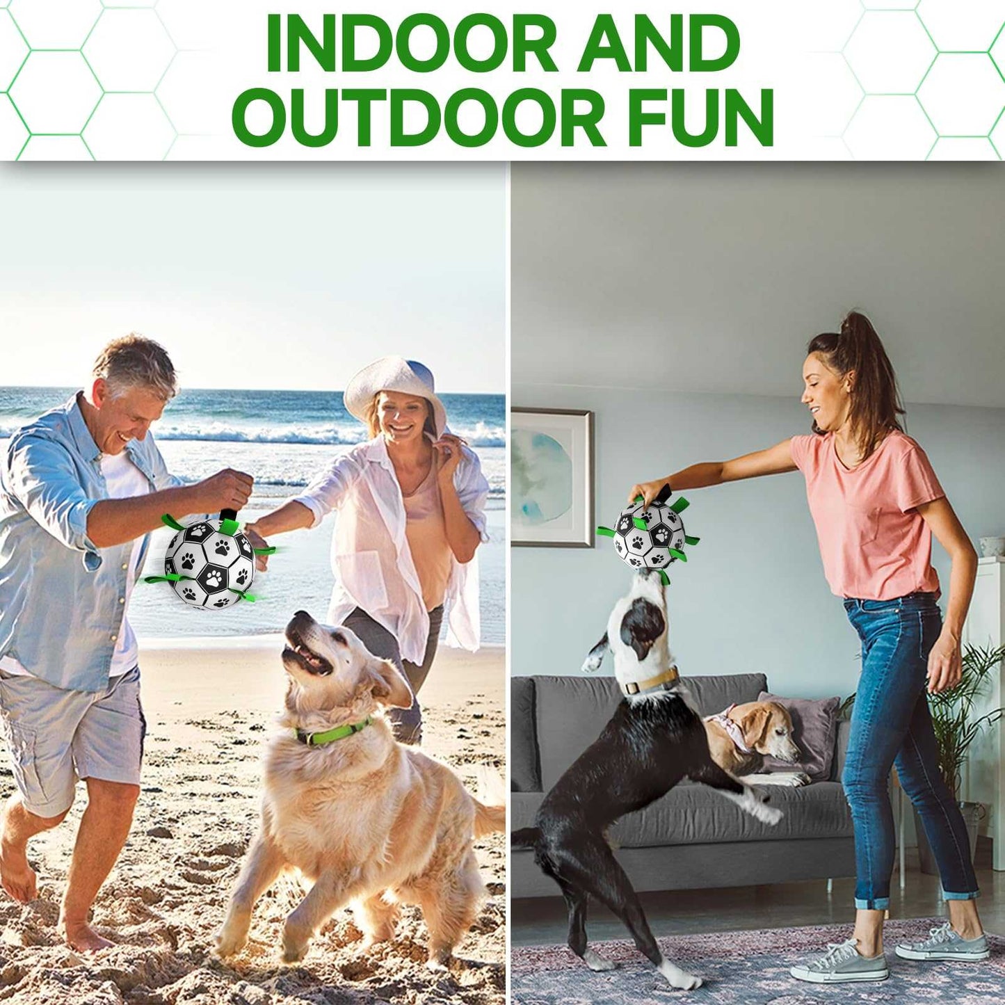 Premium Dog Toys Balls, Dog Soccer Ball with Straps, Herding Ball, Durable Balls for Small Medium Pet, Puppy Outdoor Toy, World Cup Soccer