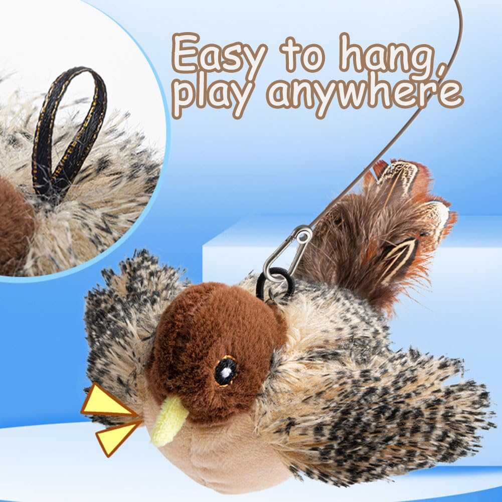 Wiederaufladbares Katzenspielzeug „Flatternder Vogel“ mit Geräuschen und Katzenminze