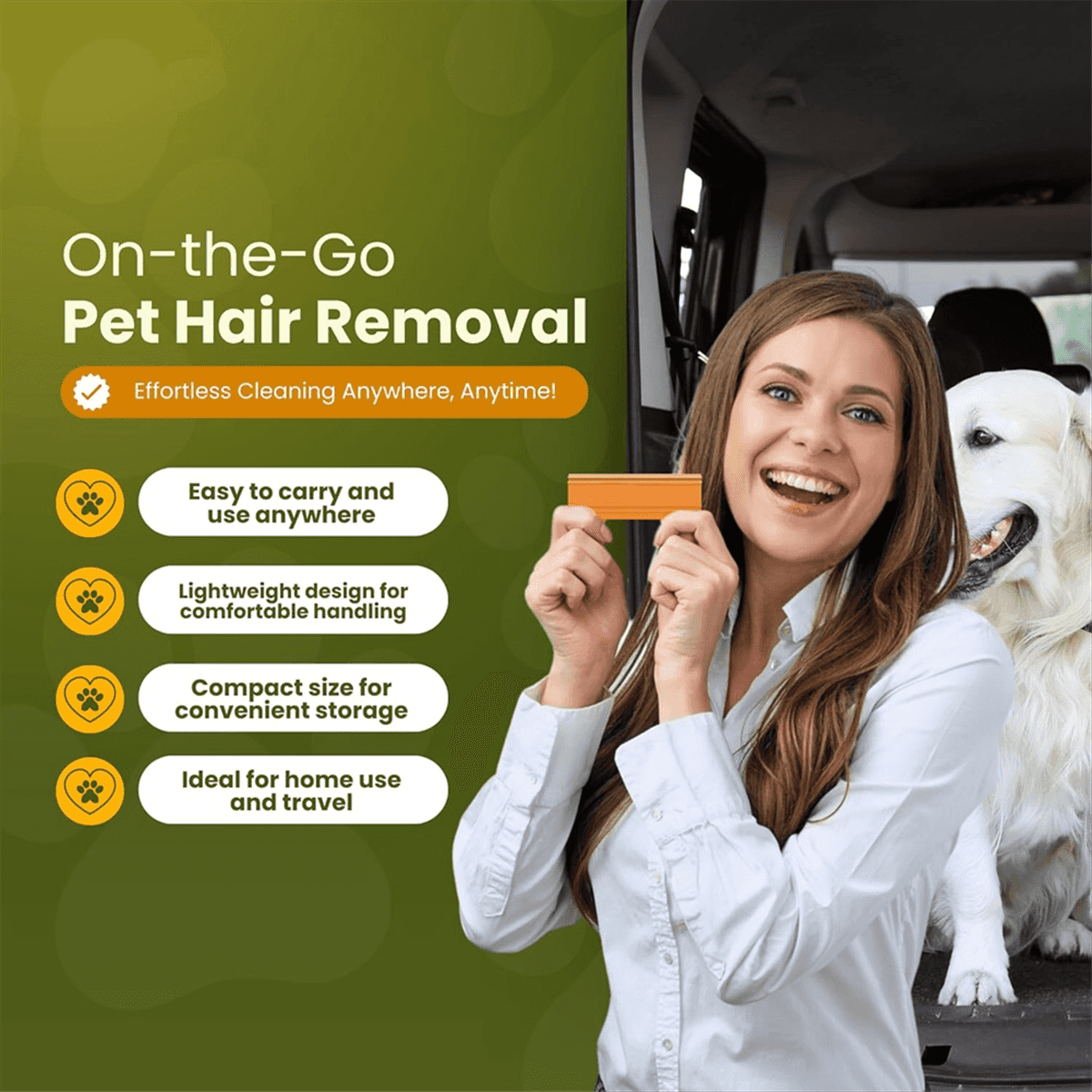 Pet Hair Remover & Auto Detailing Tool - Cat & Dog Hair Remover for Carpets, Car Interiors, Couches, Bedding, & Pet Furniture