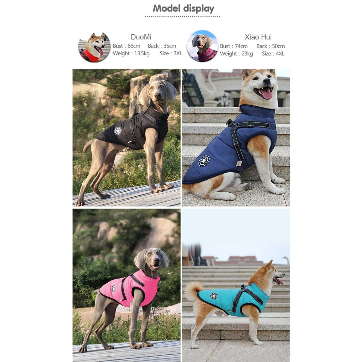 Waterproof Winter Dog Jacket With Built-In Harness, 2 in 1 Dog Clothes for Large Dogs