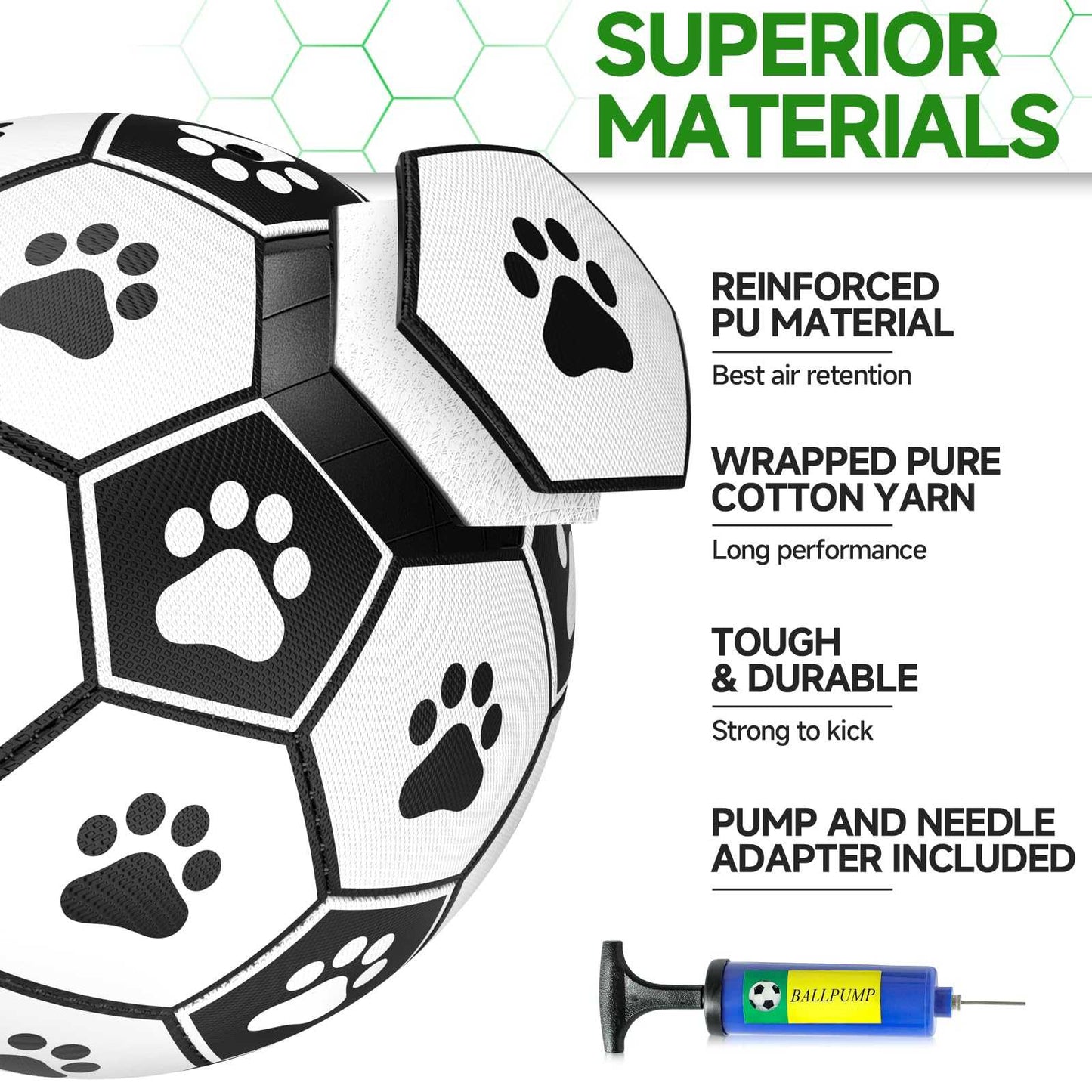 Premium Dog Toys Balls, Dog Soccer Ball with Straps, Herding Ball, Durable Balls for Small Medium Pet, Puppy Outdoor Toy, World Cup Soccer