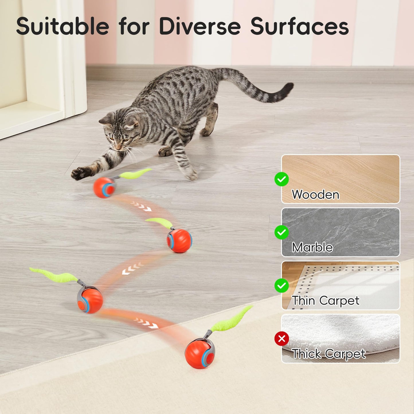 2Packs Speedy 2.0 Tail Cat Toys for Bored Indoor Adult Cats, 2025 New Generation Interactive Cat Toys for Indoor Cats, Blue and Orange