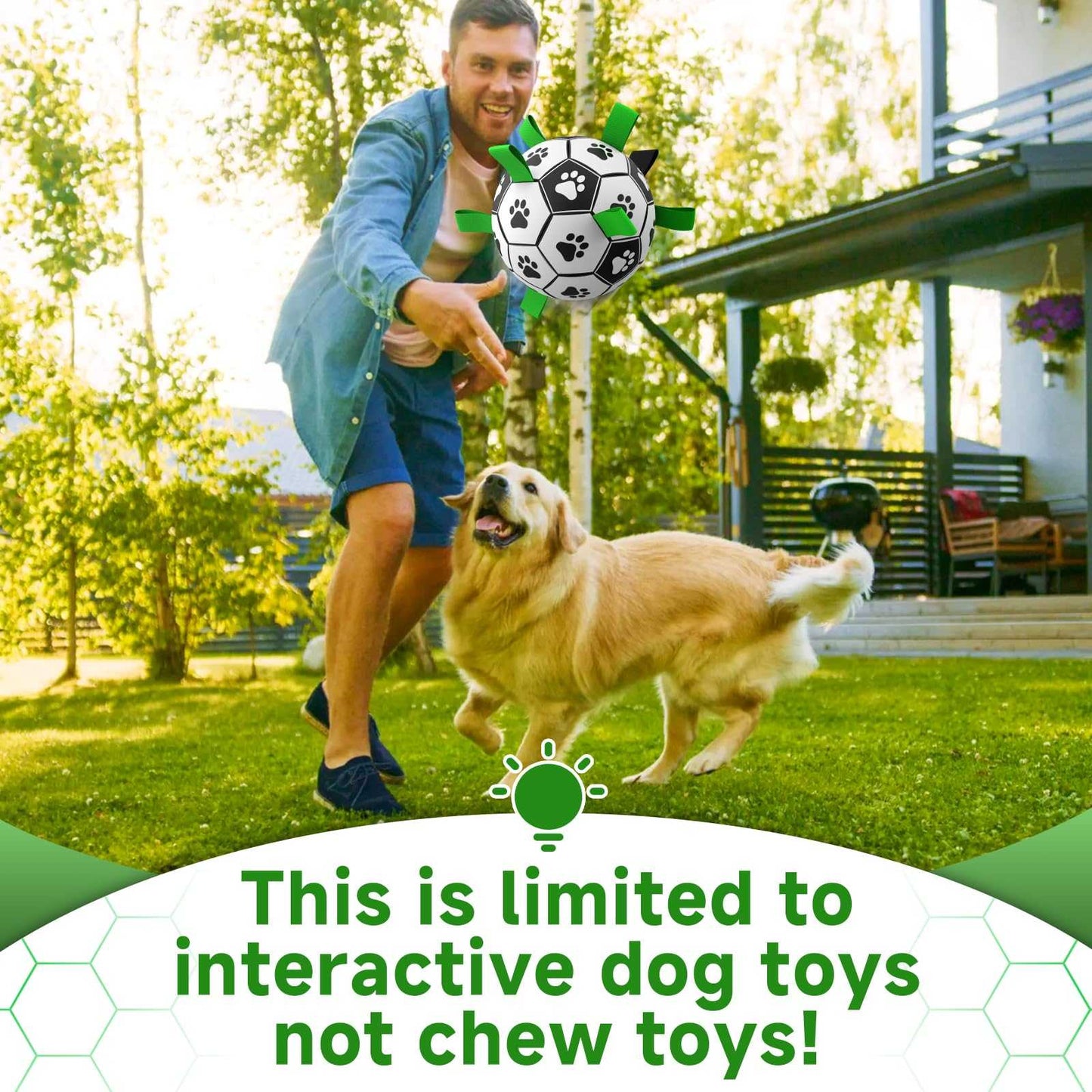 Premium Dog Toys Balls, Dog Soccer Ball with Straps, Herding Ball, Durable Balls for Small Medium Pet, Puppy Outdoor Toy, World Cup Soccer