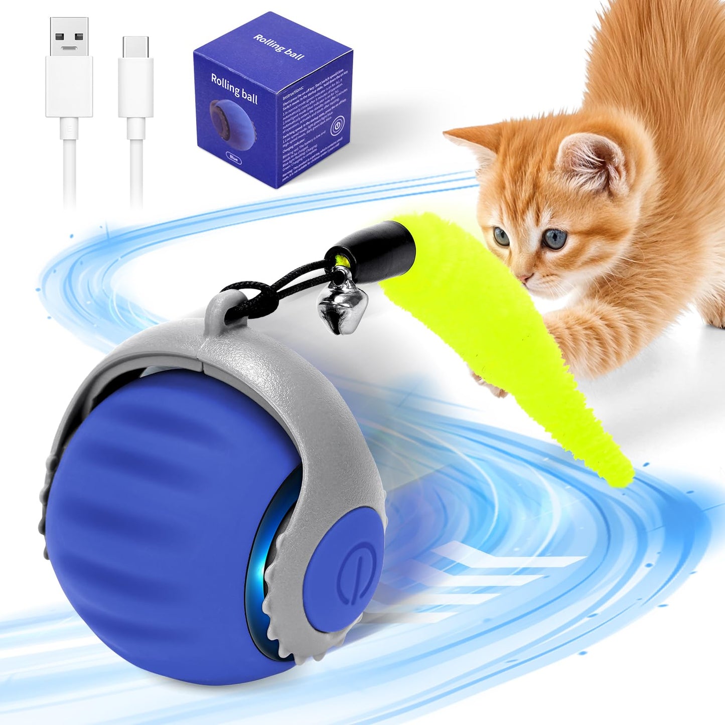 Speedy Tail 3.0 Cat Toy, 2025 NEW Interactive Cat Toy, Three Mode Switching interactive cats ball, Interactive cat toys for Indoor/Outdoor